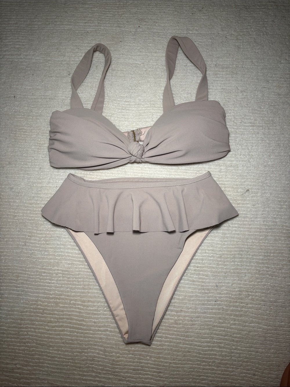 Beach Riot Taupe Knot Bandeau Bikini Set